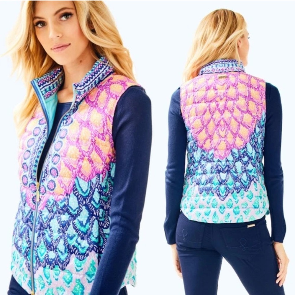 Lilly Pulitzer Essie Masterpiece Down Puffer Vest Gypset Paradise M